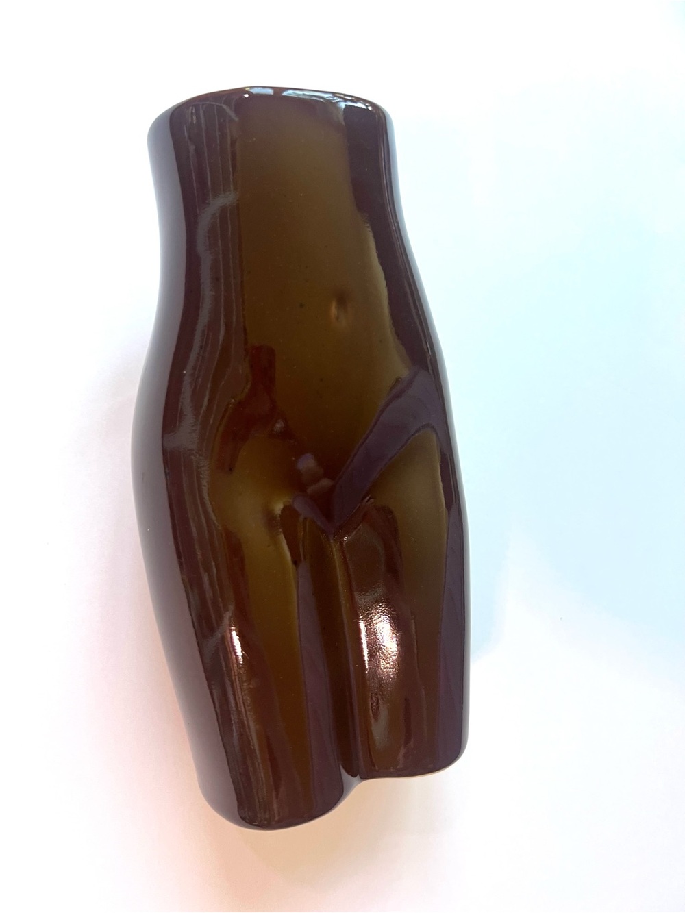 Urban Outfitters Glossy Brown Sculptural Vase female body ceramic